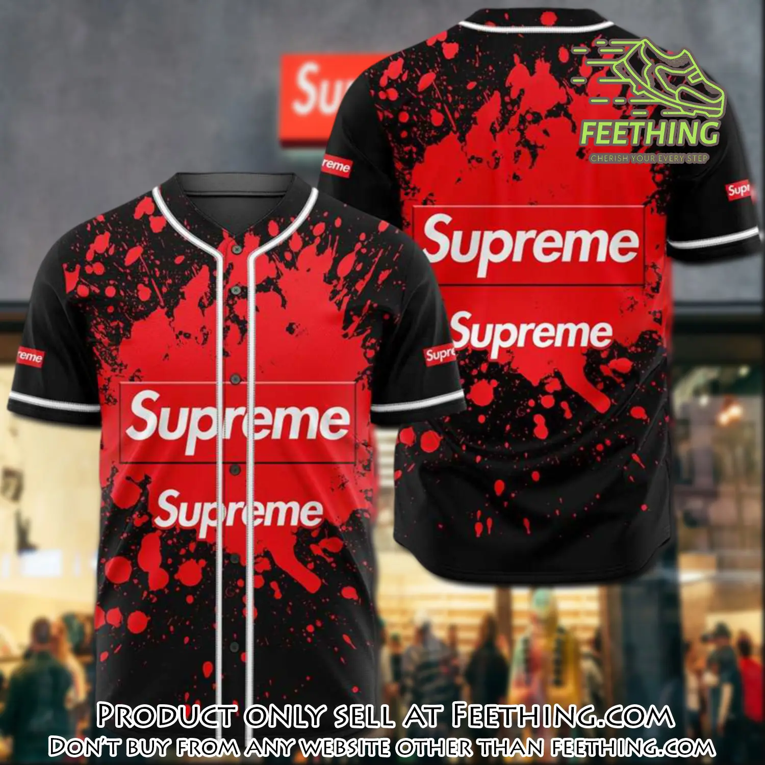Supreme black baseball jersey shirt luxury bjs1237 ft3222204